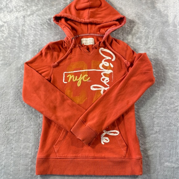 Aeropostale Hoodie Boys Medium Orange Pullover NYC Casual Preppy School - Picture 1 of 9